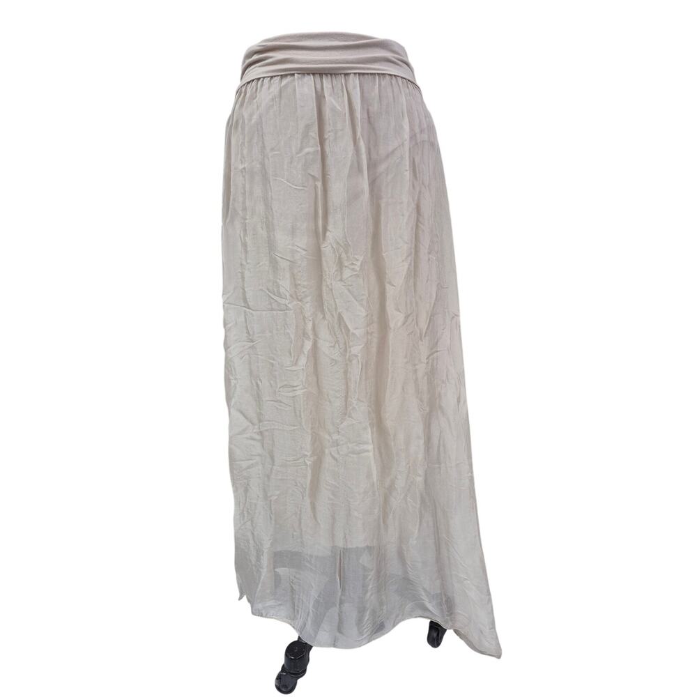 Giusy Silk Blend Convertible Dress / Skirt Beige Made In Italy Sz L - Picture 4 of 9
